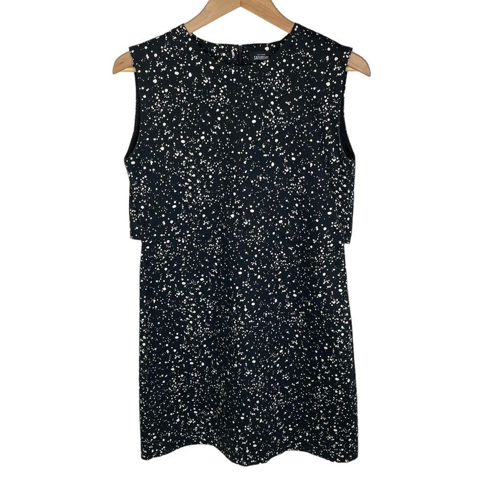 Kate Spade SATURDAY Black Paint Splatter Print Sleeveless Sheath Dress 6 Stretch